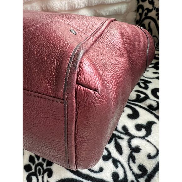 Coach Mickie Tote in Burgundy Metallic Leather - Picture 6 of 12
